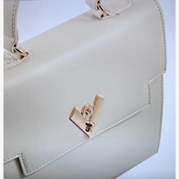 Valentino Orlandi Satchel Top Handle Logo Bag with Matching Wallet Beige - Picture 3 of 10